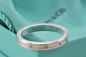 Tiffany & Co. 1837 Silver Narrow 3 Diamond Band Stacking Ring