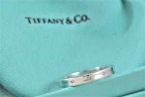 Tiffany & Co. 1837 Silver Narrow 3 Diamond Band Stacking Ring