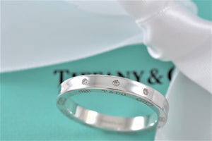 Tiffany & Co. 1837 Silver Narrow 3 Diamond Band Stacking Ring