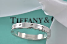 Load image into Gallery viewer, Tiffany &amp; Co. 1837 Silver Narrow 3 Diamond Band Stacking Ring
