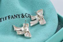 Load image into Gallery viewer, Tiffany &amp; Co. Silver Ribbon Bow Stud Earrings Vintage
