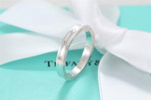Tiffany & Co. 1837 Silver Narrow 3 Diamond Band Stacking Ring
