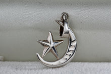 Load image into Gallery viewer, Sterling Silver Star &amp; Moon Etched Pendant
