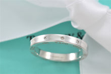 Load image into Gallery viewer, Tiffany &amp; Co. 1837 Silver Narrow 3 Diamond Band Stacking Ring
