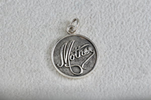 Dane Craft Sterling Silver "Mother" Round Circle Tag Charm Pendant