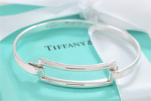 Load image into Gallery viewer, Tiffany &amp; Co. Silver Modern Rectangle Hook Bangle Bracelet
