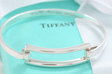 Load image into Gallery viewer, Tiffany &amp; Co. Silver Modern Rectangle Hook Bangle Bracelet
