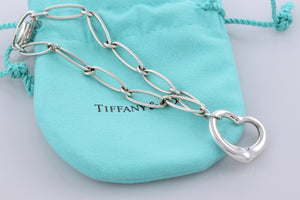 Tiffany & Co. Elsa Peretti Silver Open Heart Link 6.75" Bracelet