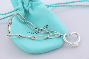 Tiffany & Co. Elsa Peretti Silver Open Heart Link 6.75" Bracelet