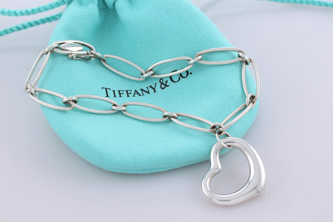 Tiffany & Co. Elsa Peretti Silver Open Heart Link 6.75