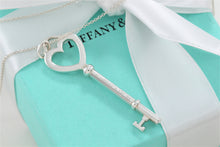 Load image into Gallery viewer, Tiffany &amp; Co. Silver Large Heart 2.25 Inch Key Pendant Necklace
