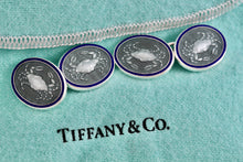 Load image into Gallery viewer, Tiffany &amp; Co. Mens Silver Green Blue Guilloche Enamel Crab Cufflinks
