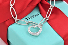 Load image into Gallery viewer, Tiffany &amp; Co. Elsa Peretti Silver Small Open Heart Link 7&quot; Bracelet
