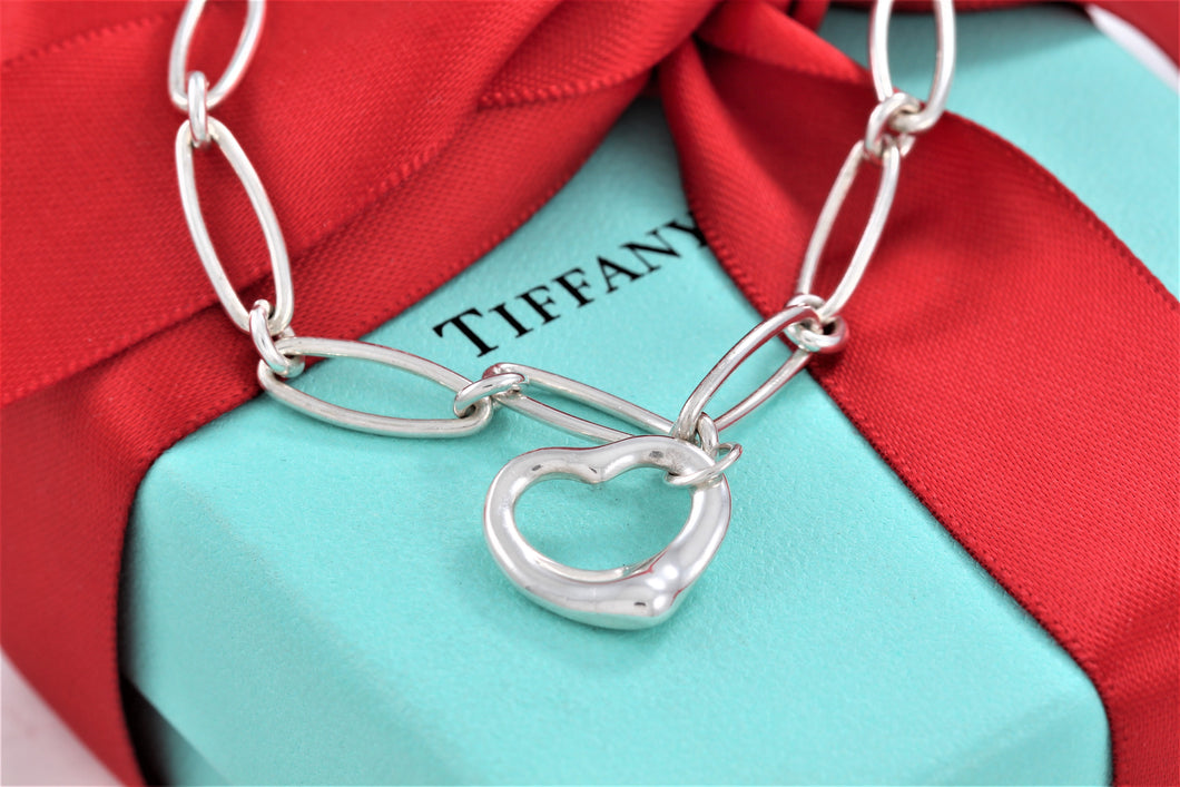 Tiffany & Co. Elsa Peretti Silver Small Open Heart Link 7