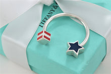 Load image into Gallery viewer, Tiffany &amp; Co. Silver Red &amp; Blue Enamel American Flag Keychain Keyring
