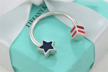 Load image into Gallery viewer, Tiffany &amp; Co. Silver Red &amp; Blue Enamel American Flag Keychain Keyring
