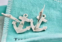 Load image into Gallery viewer, Tiffany &amp; Co. Mens Silver Blue Enamel Anchor Cufflinks Vintage
