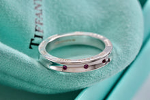 Load image into Gallery viewer, Tiffany &amp; Co. 1837 Silver Narrow 3 Pink Sapphire Band Stacking Ring
