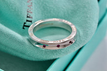 Load image into Gallery viewer, Tiffany &amp; Co. 1837 Silver Narrow 3 Pink Sapphire Band Stacking Ring
