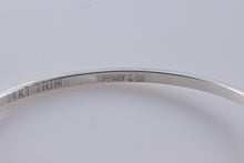 Load image into Gallery viewer, Tiffany &amp; Co. 14K Gold Trim &amp; Silver Double Heart Hook Bangle Bracelet
