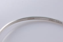 Load image into Gallery viewer, Tiffany &amp; Co. 14K Gold Trim &amp; Silver Double Heart Hook Bangle Bracelet
