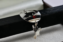 Load image into Gallery viewer, Native American Sterling Silver Onyx &amp; Red Coral Inay Double Stencil Eagle Pendant
