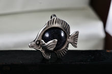 Load image into Gallery viewer, Sterling Silver Fish Dark Marble Charm Pendant
