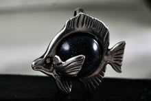 Load image into Gallery viewer, Sterling Silver Fish Dark Marble Charm Pendant
