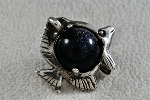 Sterling Silver Fish Dark Marble Charm Pendant