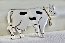 Load image into Gallery viewer, Taxco Mexico Sterling Silver Copper Black Enamel Cow Brooch Pin
