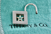 Load image into Gallery viewer, Tiffany &amp; Co. Silver Blue Enamel Star Padlock Pendant
