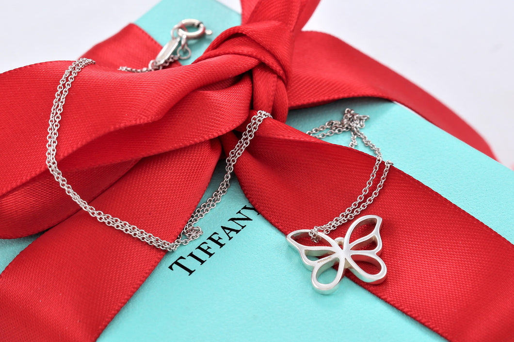 Tiffany & Co. Nature Silver Small Stencil Butterfly Necklace