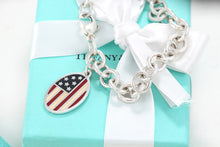 Load image into Gallery viewer, Tiffany &amp; co. Silver American Flag Oval Tag Pendant Bracelet
