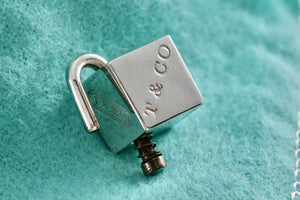 Tiffany & Co. 1837 Silver Padlock Cube Pendant