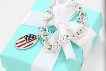Load image into Gallery viewer, Tiffany &amp; co. Silver American Flag Oval Tag Pendant Bracelet
