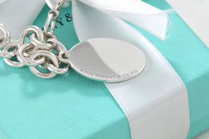Tiffany & co. Silver American Flag Oval Tag Pendant Bracelet