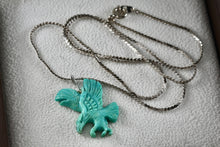 Load image into Gallery viewer, Native American Sterling Silver Turquoise Carved Eagle Pendant 20&quot; Necklace
