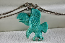 Load image into Gallery viewer, Native American Sterling Silver Turquoise Carved Eagle Pendant 20&quot; Necklace
