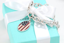 Load image into Gallery viewer, Tiffany &amp; co. Silver American Flag Oval Tag Pendant Bracelet

