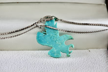 Load image into Gallery viewer, Native American Sterling Silver Turquoise Carved Eagle Pendant 20&quot; Necklace
