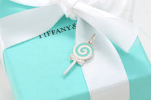 Load image into Gallery viewer, Tiffany &amp; Co. Silver Blue white Enamel Swirl LolliPop Charm
