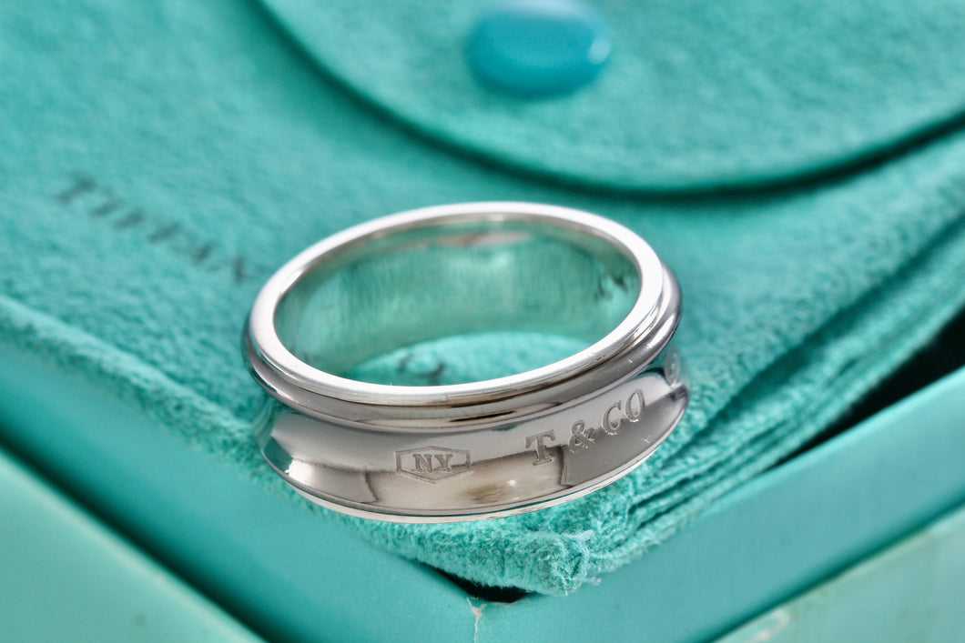 Tiffany & Co. 1837 Titanium Silver Wide Band Ring Size 11