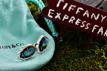 Load image into Gallery viewer, Tiffany &amp; Co. Scarab Blue Favrile Stud Earrings *18Kt. Gold Post*
