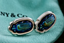 Load image into Gallery viewer, Tiffany &amp; Co. Scarab Blue Favrile Stud Earrings *18Kt. Gold Post*
