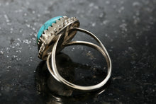 Load image into Gallery viewer, Native American Silver Polished Turquoise Nugget Ring Size 5.5
