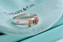 Load image into Gallery viewer, Tiffany &amp; Co. 14K Gold Silver Blue Sapphire Stacking Ring
