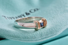 Load image into Gallery viewer, Tiffany &amp; Co. 14K Gold Silver Blue Sapphire Stacking Ring
