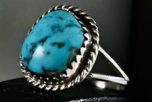 Load image into Gallery viewer, Native American Silver Polished Turquoise Nugget Ring Size 5.5
