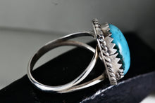 Load image into Gallery viewer, Native American Silver Polished Turquoise Nugget Ring Size 5.5
