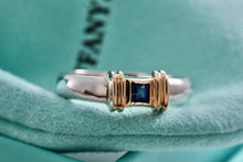 Load image into Gallery viewer, Tiffany &amp; Co. 14K Gold Silver Blue Sapphire Stacking Ring
